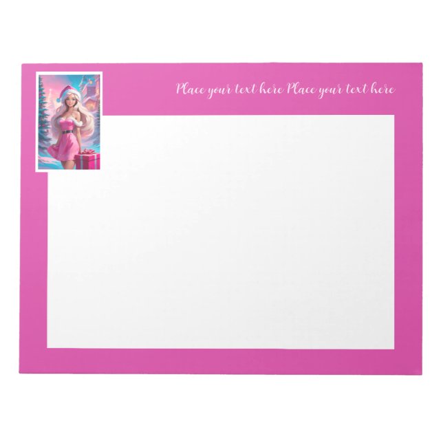 Beautiful Pink Christmas Girl 01 Notepad (Front)