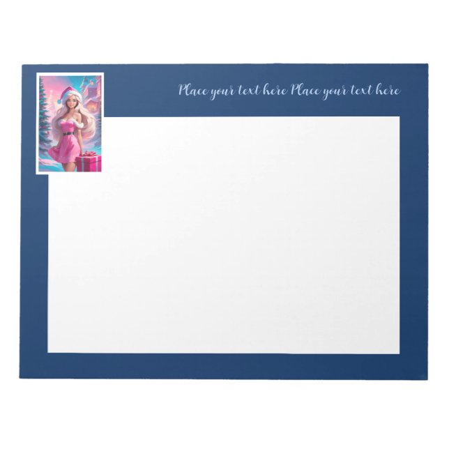 Beautiful Pink Christmas Girl 01 Notepad (Front)