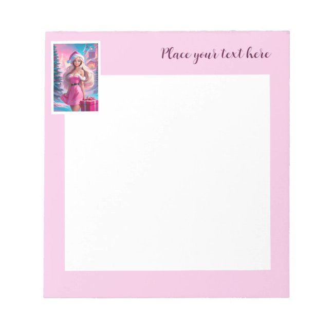 Beautiful Pink Christmas Girl 01 Notepad (Front)