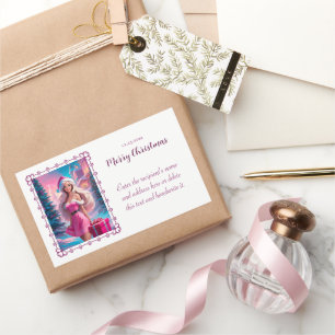 Beautiful Pink Christmas Girl 01 Rectangular Sticker