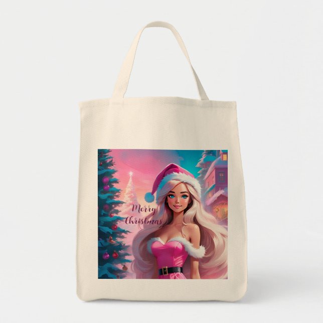 Beautiful Pink Christmas Girl 01 Tote Bag (Front)