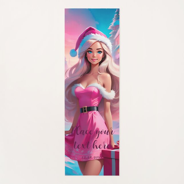 Beautiful Pink Christmas Girl 01 Yoga Mat (Front)
