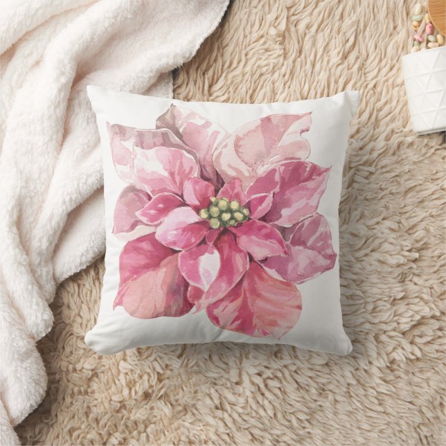 Beautiful Pink Christmas Poinsettia Cushion (Blanket)