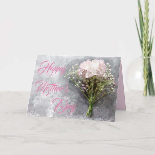 Beautiful Pink Chrysanthemum Mother's Day Card (Front)