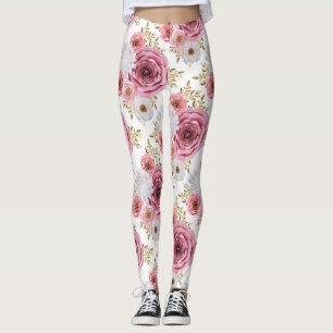 Beautiful Pink colour with Rose floral design Leggings
