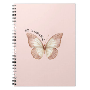Beautiful Pink Cream Butterfly Notebook