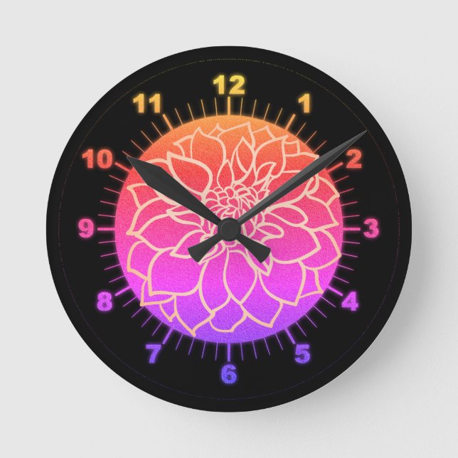 Beautiful pink Dahlia   Round Clock (Front)