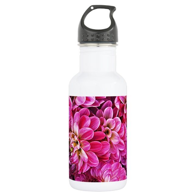 Beautiful pink dahlias 532 ml water bottle (Front)