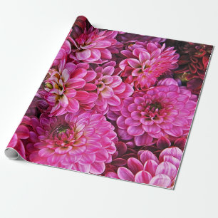 Beautiful pink dahlias wrapping paper
