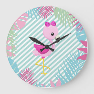 Beautiful Pink Flamenco Clock for Customizing