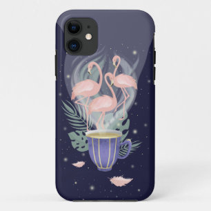 Beautiful Pink Flamingo Exotic Tea Time iPhone 11 Case