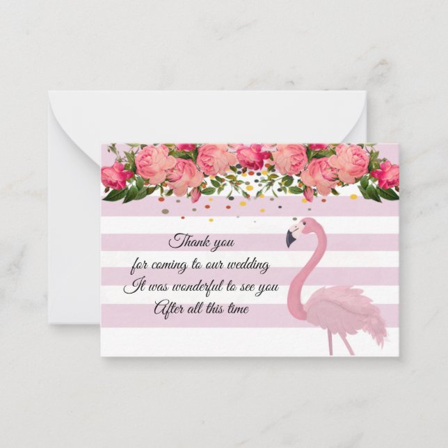 Beautiful Pink Flamingo Thank You Cards (Front)