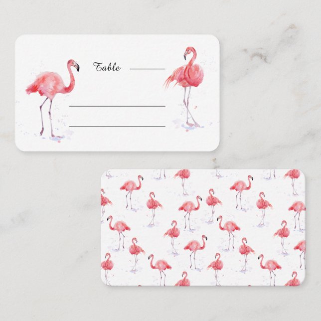 Beautiful Pink Flamingo Watercolor Place Card (Front/Back)