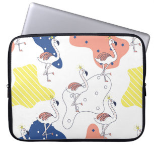 Beautiful pink flamingo with crown seamless patter laptop sleeve