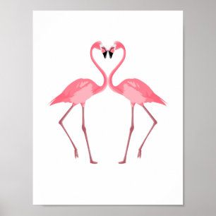 Beautiful Pink Flamingos Love Poster