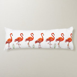 Beautiful Pink Flamingos on White Body Cushion
