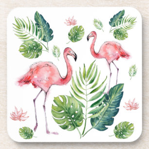 Beautiful pink flamingos pattern coaster