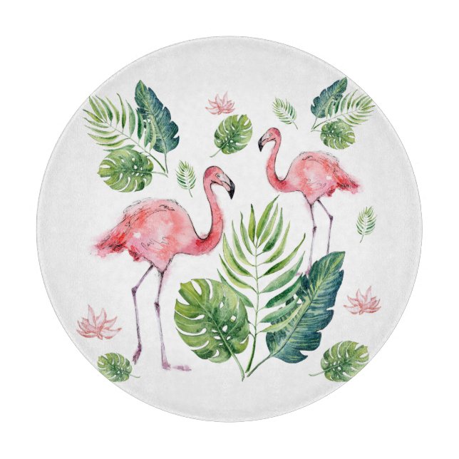 Beautiful pink flamingos pattern cutting board (Front)