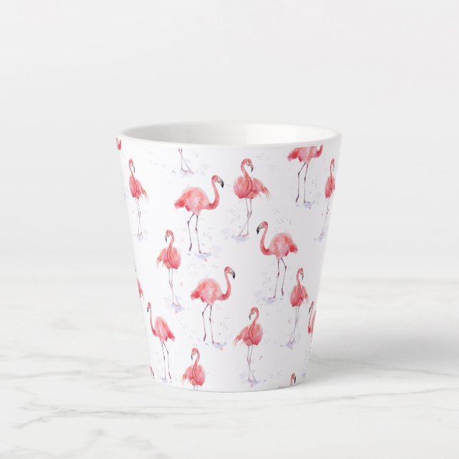 Beautiful pink flamingos pattern latte mug (Front)