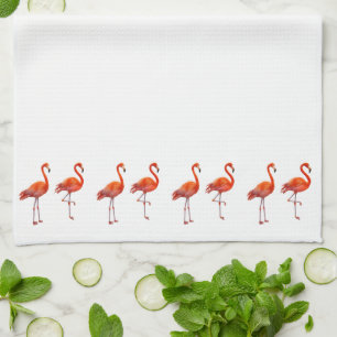 Beautiful Pink Flamingos Tea Towel