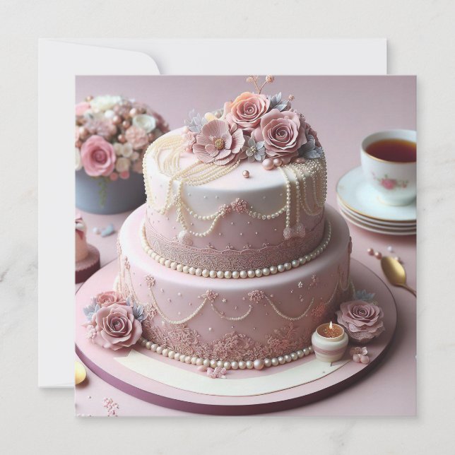 BEAUTIFUL PINK FLORAL ANNIVERSARY CAKE (Front)