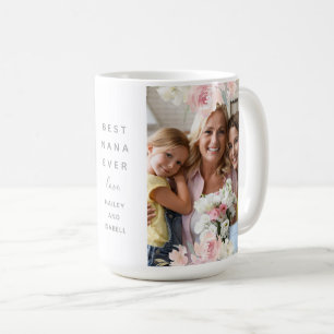 Beautiful Pink Floral Best Nana Ever Two Photo Coffee Mug