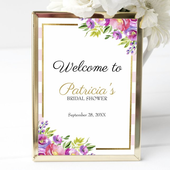 Beautiful Pink Floral Bridal Shower Welcome Sign (Creator Uploaded)