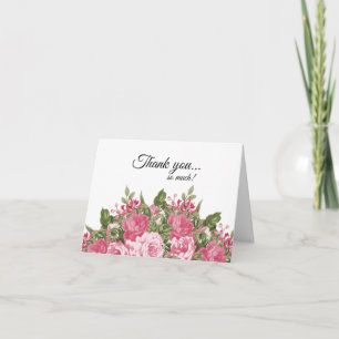 Beautiful Pink Floral Design   Diy Words Thank You Card
