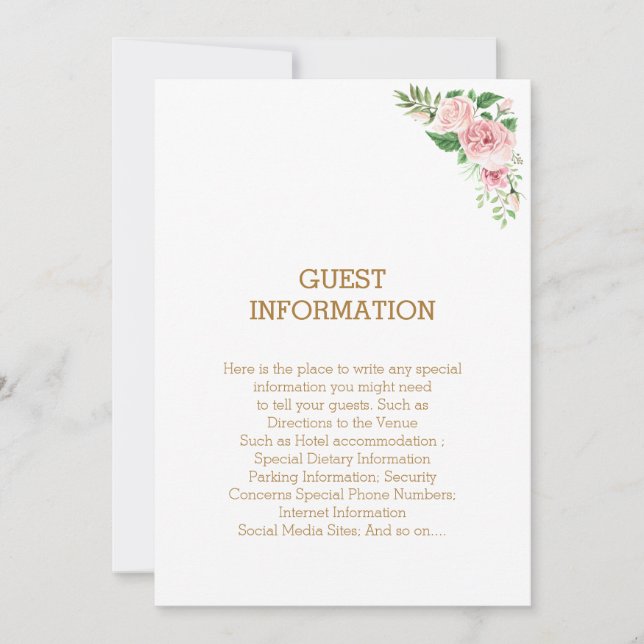 Beautiful Pink Floral Elegant Boho Wedding Invitation (Front)