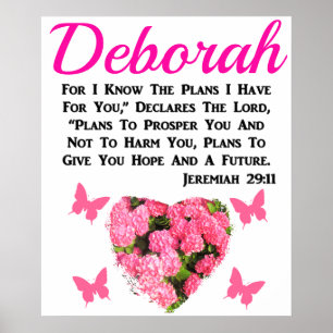 BEAUTIFUL PINK FLORAL PERSONALIZED JEREMIAH 29:11 POSTER