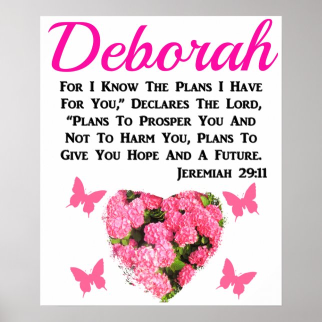BEAUTIFUL PINK FLORAL PERSONALIZED JEREMIAH 29:11 POSTER (Front)
