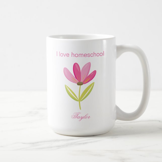 Beautiful pink floral spring theme homeschool coffee mug (Right)