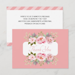 Beautiful Pink Floral Thank You Card