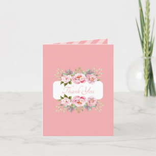 Beautiful Pink Floral Thank You Card