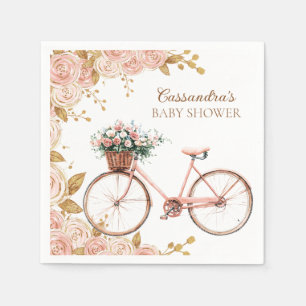 Beautiful Pink Floral Vintage Bike Napkin