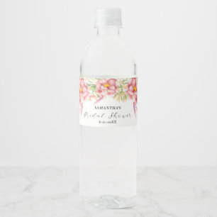 Beautiful Pink Floral Watercolor   Bridal Shower Water Bottle Label