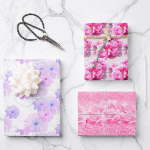 Beautiful Pink Floral Wrapping Paper Sheets