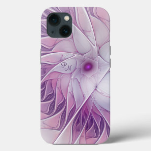 Beautiful Pink Flower Abstract Fractal Initials iPhone 13 Case