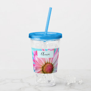  Beautiful Pink Flower Close Up Photo Acrylic Tumb Acrylic Tumbler