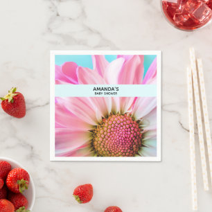 Beautiful Pink Flower Close Up Photo Baby Shower Napkin