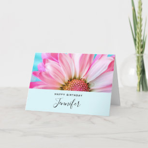 Beautiful Pink Flower Close Up Photo Birthday Card