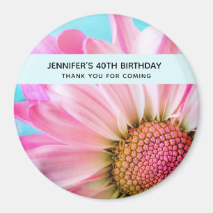 Beautiful Pink Flower Close Up Photo Birthday Magnet