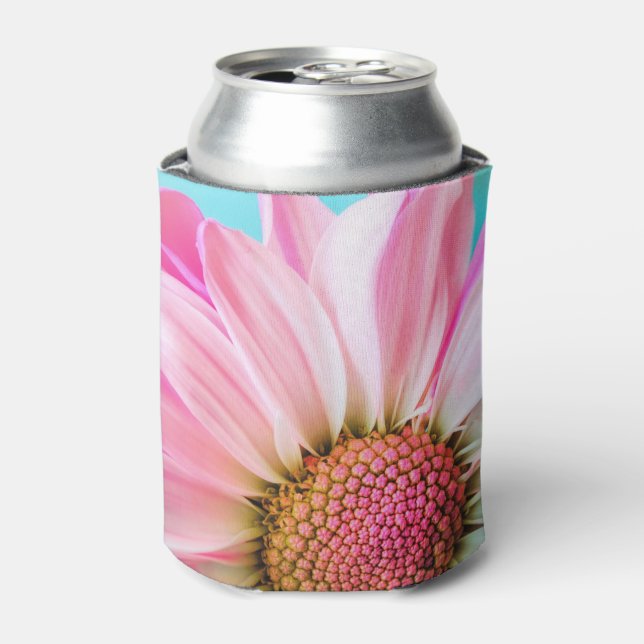 Beautiful Pink Flower Close Up Photo Can Cooler (Can Front)