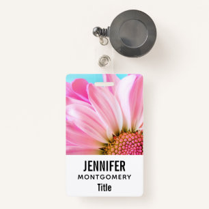 Beautiful Pink Flower Close Up Photo ID Badge