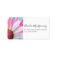  Beautiful Pink Flower Close Up Photo Label