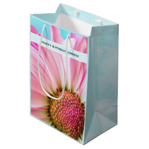 Beautiful Pink Flower Close Up Photo Medium Gift B Bag
