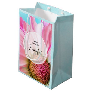 Beautiful Pink Flower Close Up Photo Medium Gift Bag