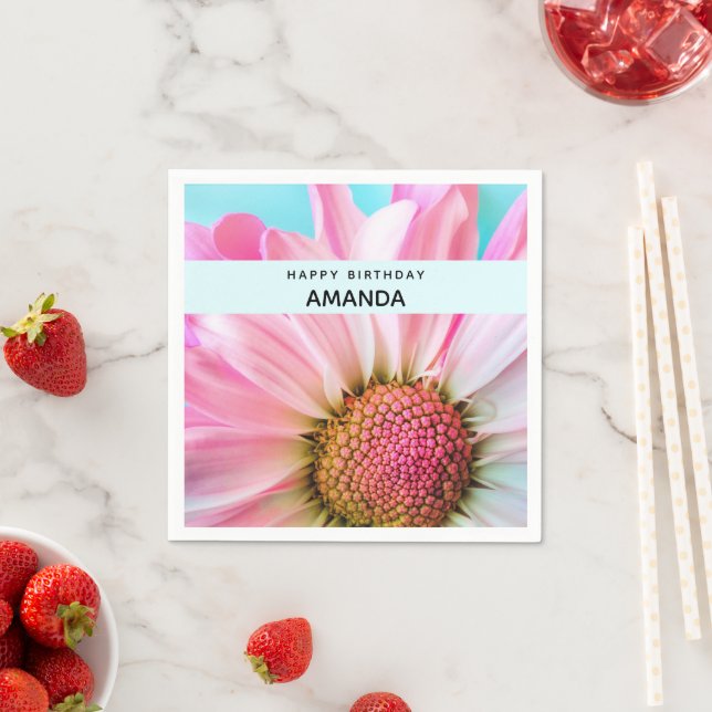 Beautiful Pink Flower Close Up Photo Napkin (Insitu)