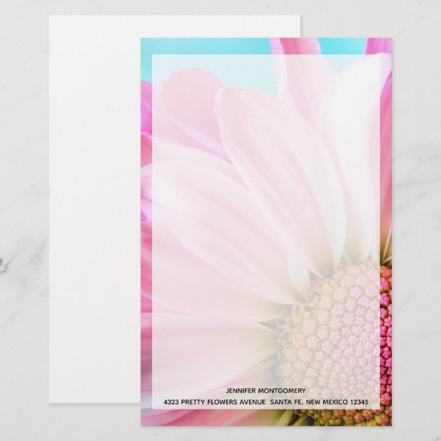 Beautiful Pink Flower Close Up Photo Stationery (Front/Back)
