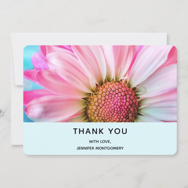 Beautiful Pink Flower Close Up Photo Thank You Card (Front)